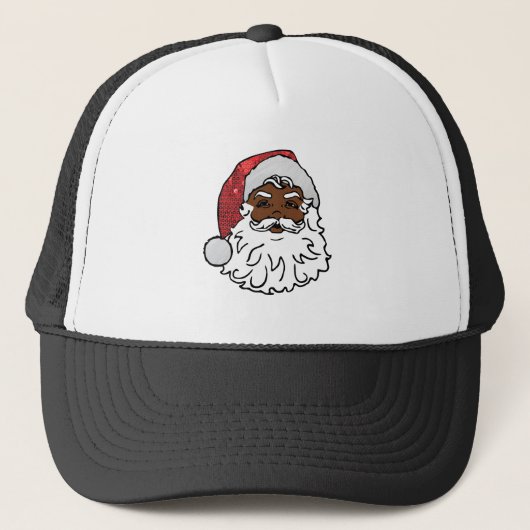schwarzer Santa-Claus Truckerkappe (Vorderseite)
