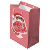 Schwarzer Santa | Frohe Weihnachten Alles, Rosa Mittlere Geschenktüte (Rückseite Schrägansicht)