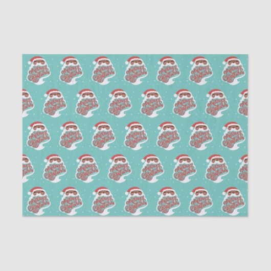 Schwarzer Santa | Frohe Weihnachten | Blau Seidenpapier (Vorderseite)