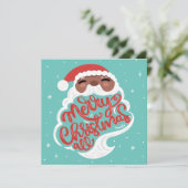 Schwarzer Santa | Frohe Weihnachten | Türkisblau (Stehend Vorderseite)