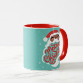 Schwarzer Santa | Frohe Weihnachten | Türkisblau Tasse (VorderseiteRechts)
