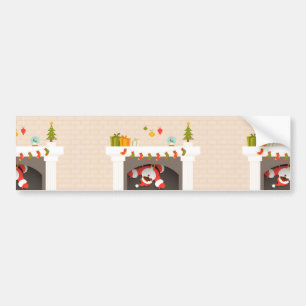 schwarzer Santa im Kamin festgehalten Autoaufkleber