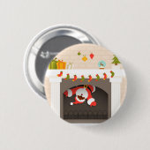 schwarzer Santa im Kamin festgehalten Button (Vorne & Hinten)