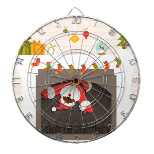 schwarzer Santa im Kamin festgehalten Dartscheibe