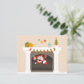 schwarzer Santa im Kamin festgehalten Feiertagspostkarte (Stehend Vorderseite)