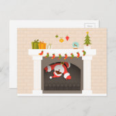 schwarzer Santa im Kamin festgehalten Feiertagspostkarte (Vorne/Hinten)