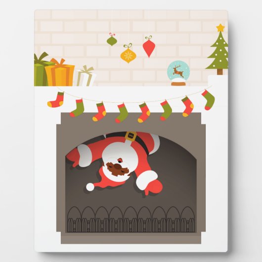 schwarzer Santa im Kamin festgehalten Fotoplatte (Vorderseite)