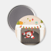 schwarzer Santa im Kamin festgehalten Magnet (Vorderseite/Rückseite)