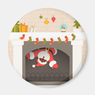 schwarzer Santa im Kamin festgehalten Magnet