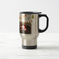 schwarzer Santa im Kamin festgehalten