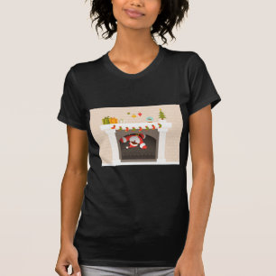 schwarzer Santa im Kamin festgehalten T-Shirt