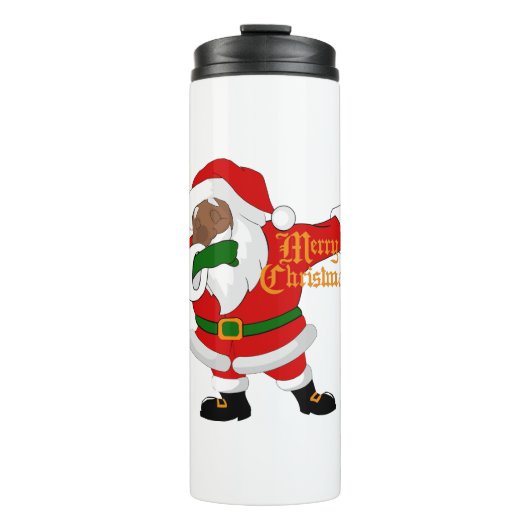 schwarzer Santa-Klaus Thermosbecher (Vorderseite)