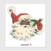 Schwarzer Santa mit Holly-Aufkleber Aufkleber (Blatt)