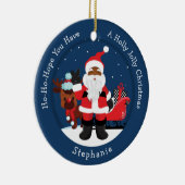 Schwarzer Santa mit Rudolph Keramik Ornament (Rechts)