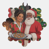 Schwarzer Santa & Mrs. Claus Ornamente Karte (Vorderseite)