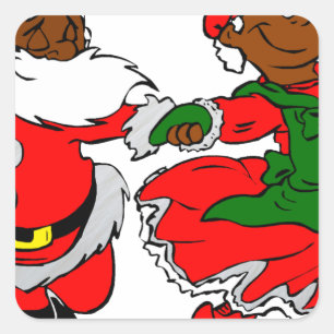 schwarzer Santa Mrs. Claus Quadratischer Aufkleber