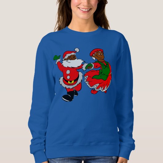 schwarzer Santa Mrs. Claus Sweatshirt (Vorderseite)