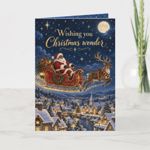 Schwarzer Santa Sternenschlitten Weihnachtswunder Karte