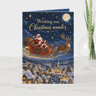 Schwarzer Santa Sternenschlitten Weihnachtswunder Karte