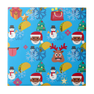 schwarzer Santa-Taco-Weihnachten Fliese