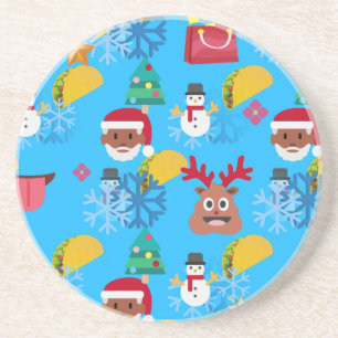 schwarzer Santa Taco Weihnachten Sandstein Untersetzer