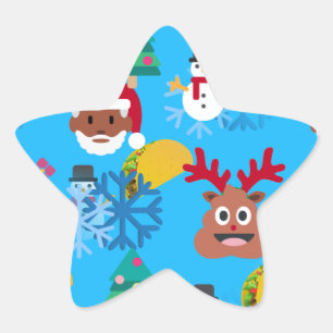 Schwarzer Santa-Taco-Weihnachten Stern-Aufkleber