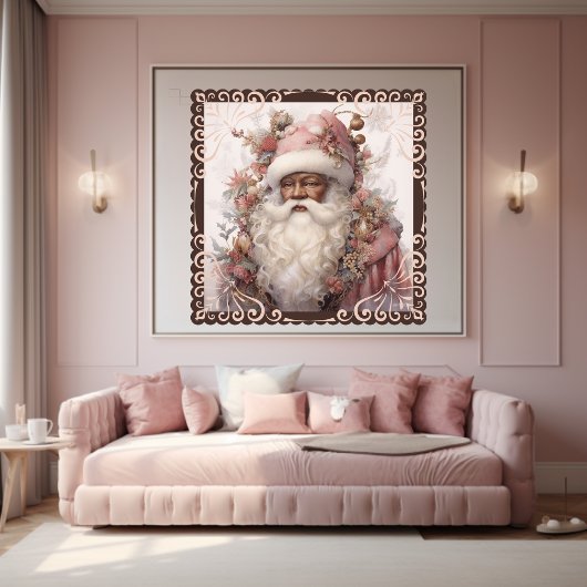 Schwarzer Santa, umgeben von sanft rosa Natur Poster