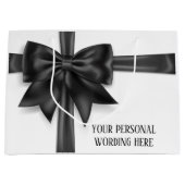Schwarzer Satin-Bogen Große Geschenktüte (Vorderseite)
