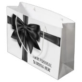Schwarzer Satin-Bogen Große Geschenktüte (Rückseite Schrägansicht)