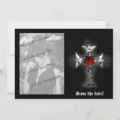 Schwarzer Satin und Rote Rose Cross Foto Rahmen la Einladung (Rückseite)
