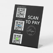 Schwarzer Scan zur Zahlung von QR-Code - kontaktlo Sockelschild (Vorderseite)