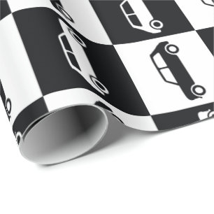 Schwarzer Schachbrett Mini Cooper Geschenkpapier