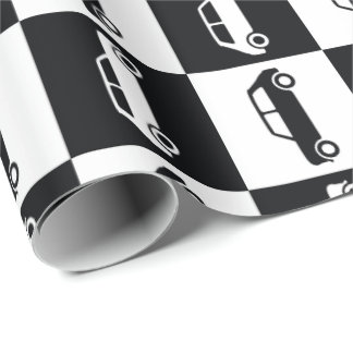 Schwarzer Schachbrett Mini Cooper Geschenkpapier