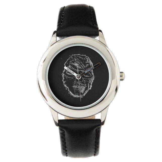 Schwarzer Schädel Armbanduhr (Vorderseite)