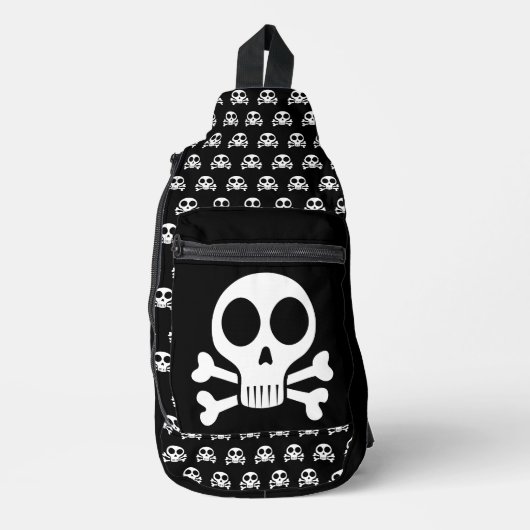schwarzer Schädel Crossbody Bag (Vorderseite)