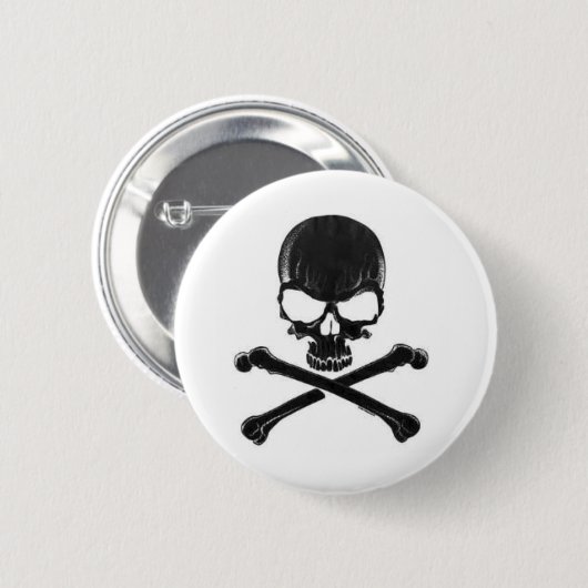 Schwarzer Schädel/Crossbone Button (Vorne & Hinten)