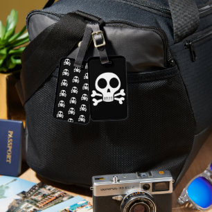 schwarzer Schädel Gepäckanhänger