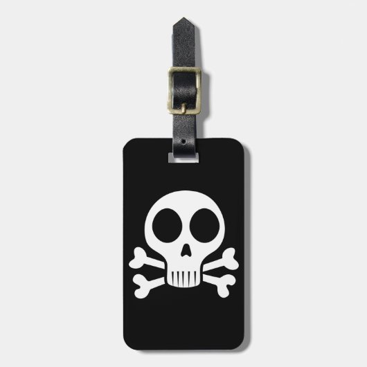 schwarzer Schädel Gepäckanhänger (Vorderseite vertikal)