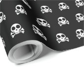 schwarzer Schädel Geschenkpapier (Rolleneckpunkt)