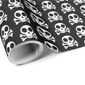 schwarzer Schädel Geschenkpapier (Rolleneckpunkt)