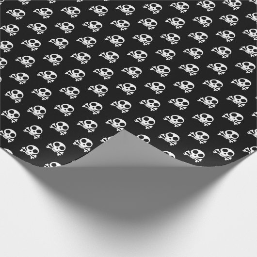 schwarzer Schädel Geschenkpapier (Ecke)