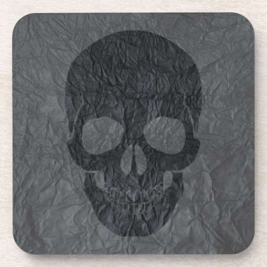 Schwarzer Schädel Getränkeuntersetzer (Vorderseite)