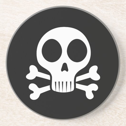 schwarzer Schädel Getränkeuntersetzer (Vorne)