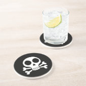 schwarzer Schädel Getränkeuntersetzer (Seite)