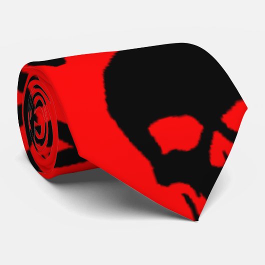Schwarzer Schädel Krawatte (Gerollt)