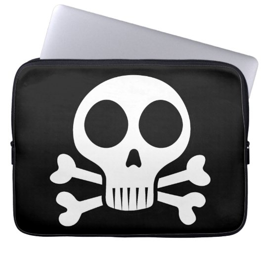 schwarzer Schädel Laptopschutzhülle (Vorderseite)