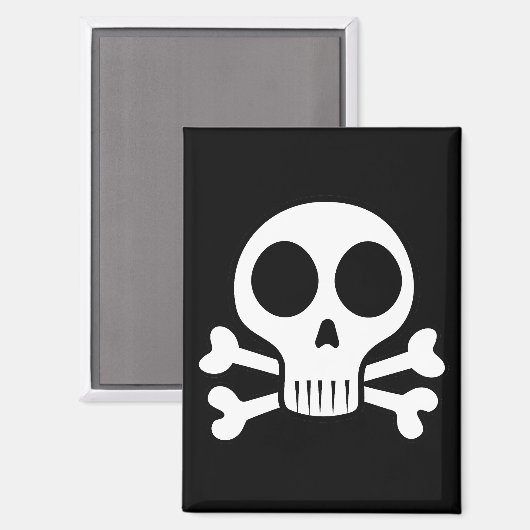 schwarzer Schädel Magnet (Vorderseite/Rückseite)