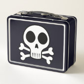 schwarzer Schädel Metall Brotdose (Rückseite)