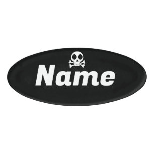 schwarzer Schädel Namenschild
