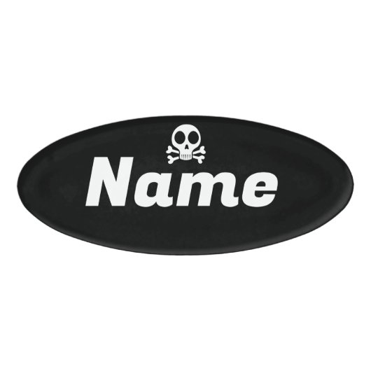 schwarzer Schädel Namenschild (Vorderseite)